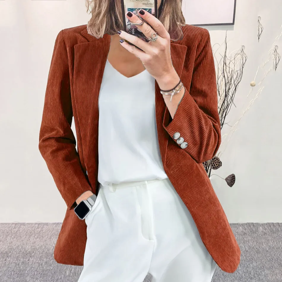 Stella | Women's corduroy cardigan-style winter jacket - Image 4