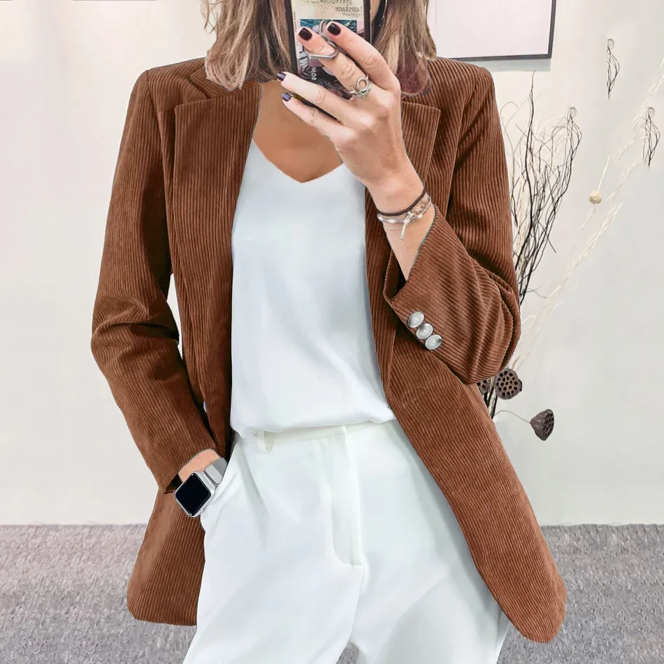 Stella | Women's corduroy cardigan-style winter jacket - Image 7