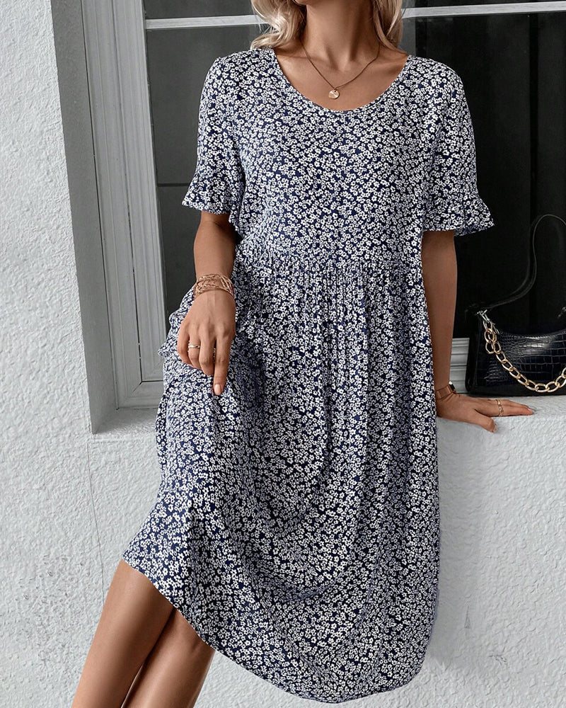Sue® | Elegant Round Neck Dress With Floral Print - Image 3