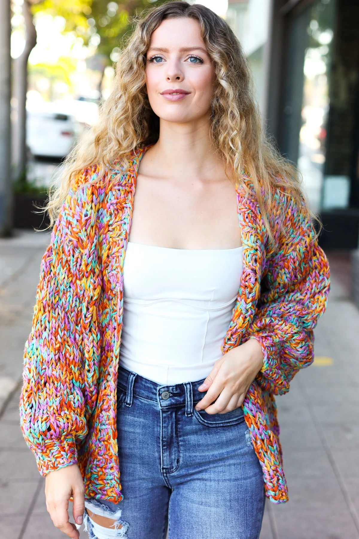 Susana | Be your best openwork multi-colored chunky knit cardigan - Image 10
