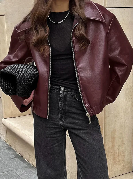 Susana | Burgundy faux leather jacket - Image 4