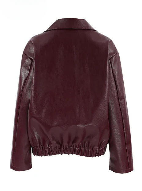 Susana | Burgundy faux leather jacket - Image 6
