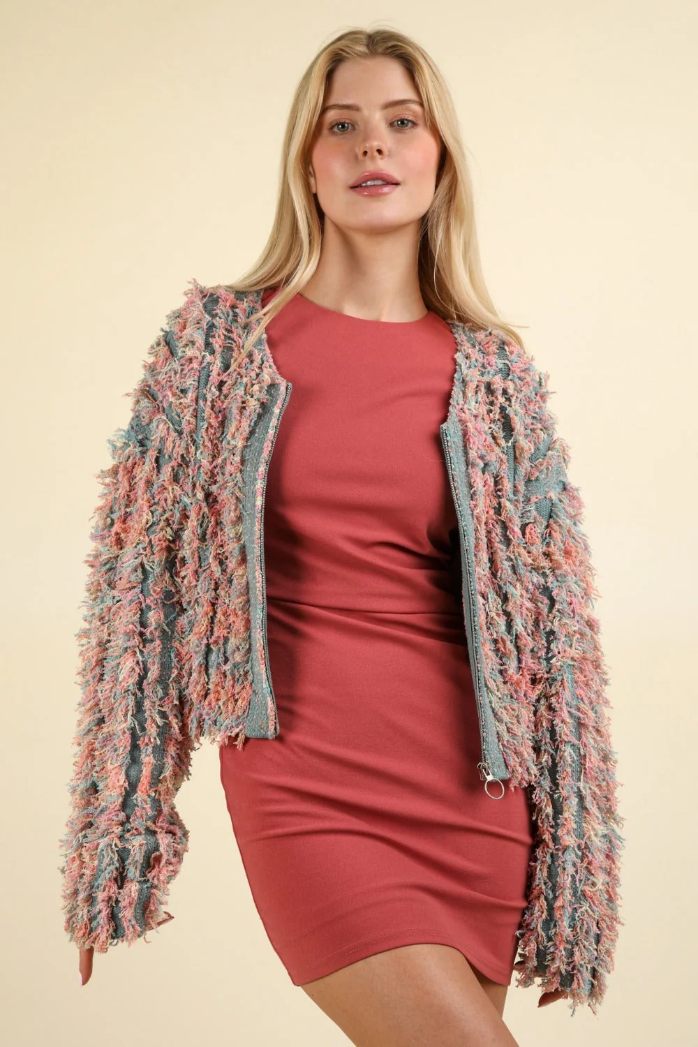 Sybille | Shaggy zip up cardigan