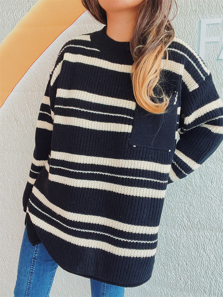 Sybille | Striped long-sleeved sweater with a crew neck - Image 5