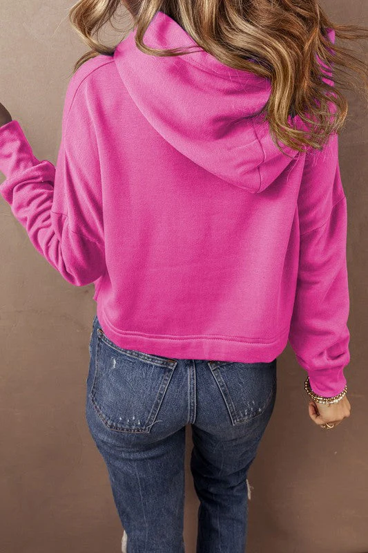 Tamar | Short hoodie with low shoulders and drawstring - Image 11