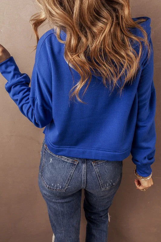 Tamar | Short hoodie with low shoulders and drawstring - Image 9