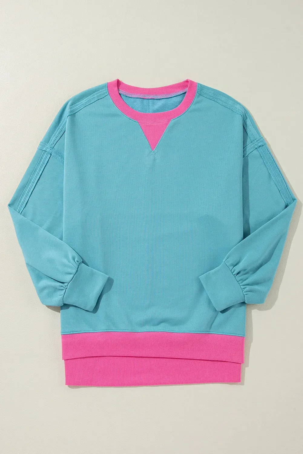 Tamara | Contrasting long-sleeved sweatshirt with a crew neck and dropped shoulders - Image 3