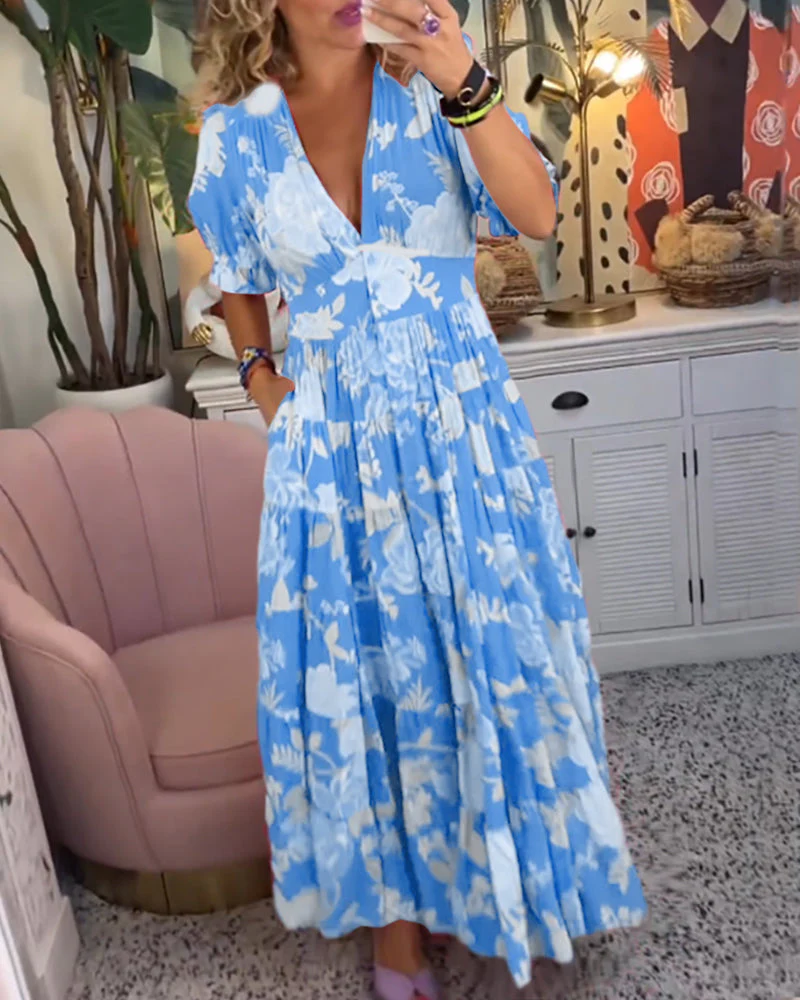 Tania® | Floral Dress A-Line Puff Sleeves - Image 6