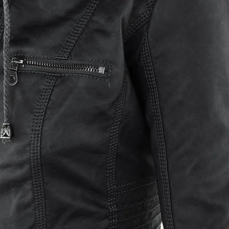 Tatiana | Leather jacket with hood - Image 16
