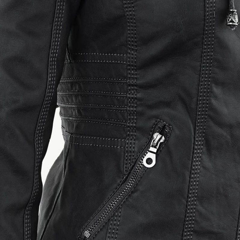 Tatiana | Leather jacket with hood - Image 20