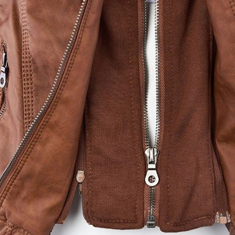 Tatiana | Leather jacket with hood - Image 21