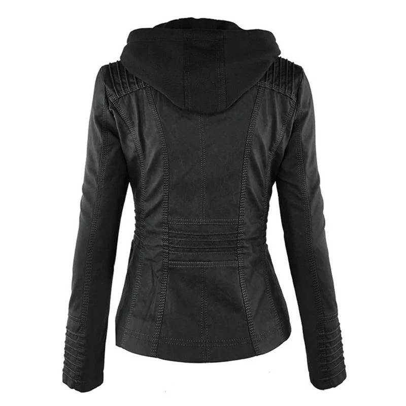 Tatiana | Leather jacket with hood - Image 9