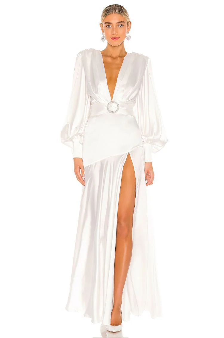 Tatiana® | V-Neck Belted Slit Maxi Dress - Image 3