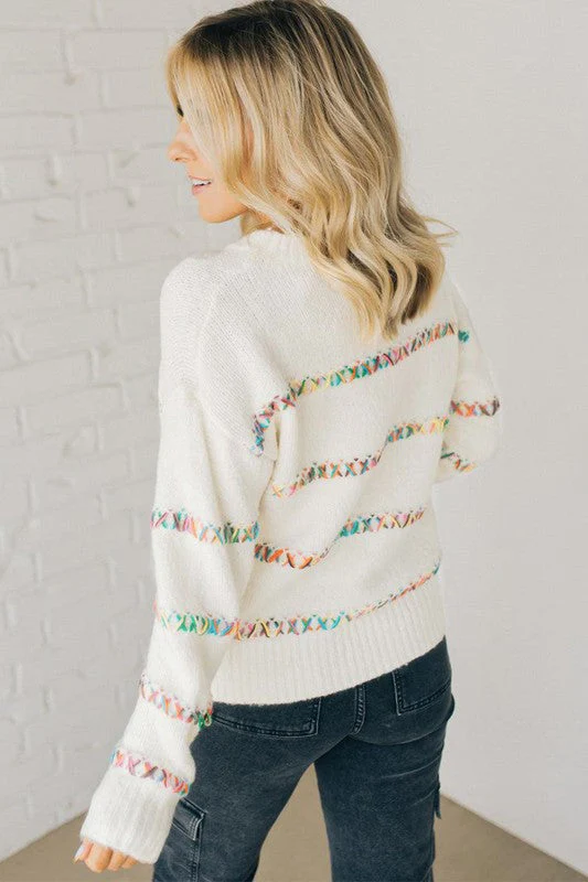 Tatiana | White sweater with crossed seams and dropped shoulders - Image 5