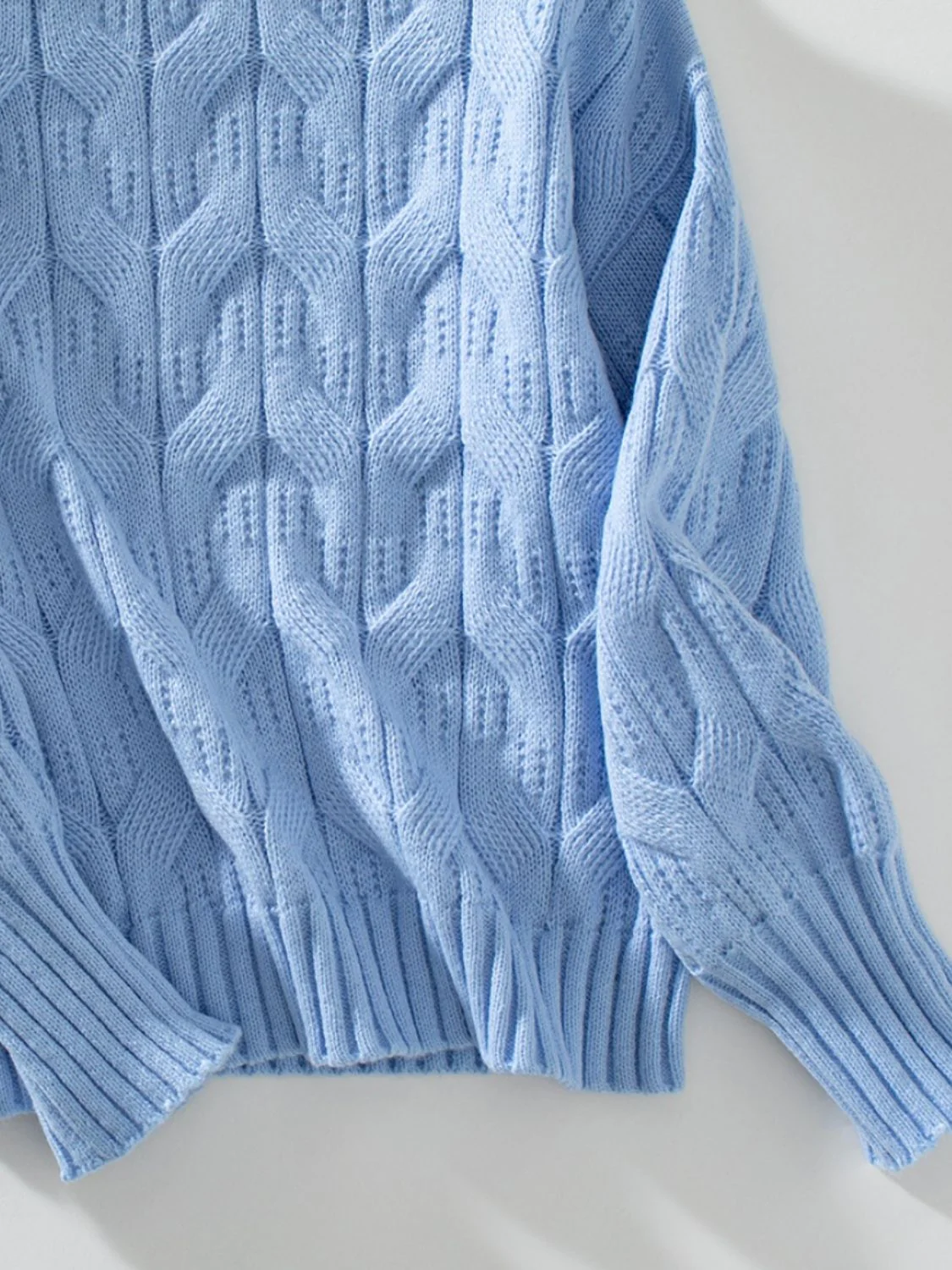 Teodora | Long-sleeved sweater with cable knit and stand-up collar - Image 10