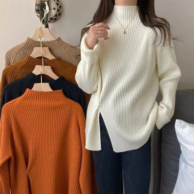 Teodora | Loose knit turtleneck sweater for women - Image 4