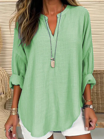 Teresa® | Agnes – Chemise Commuter of high quality with col en V en coton et lin - Image 4