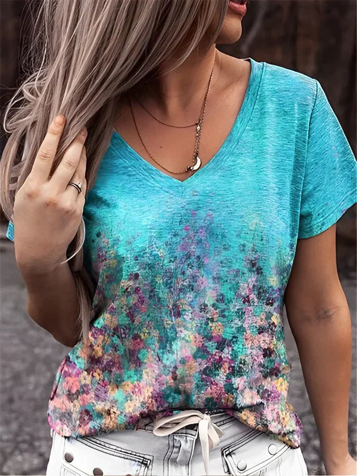 Teresa® | Floral Print V-Neck T-Shirt - Image 2