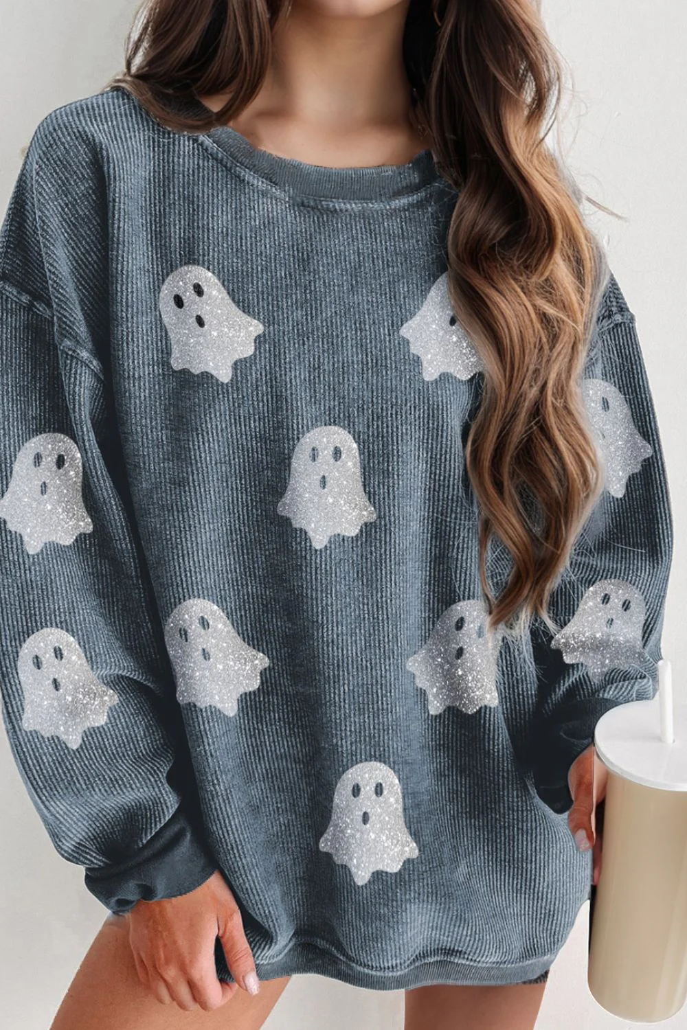 Teresa | Glittery long-sleeved Ghost crewneck sweatshirt - Image 4