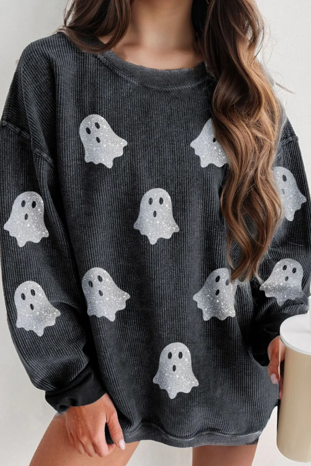 Teresa | Glittery long-sleeved Ghost crewneck sweatshirt - Image 7