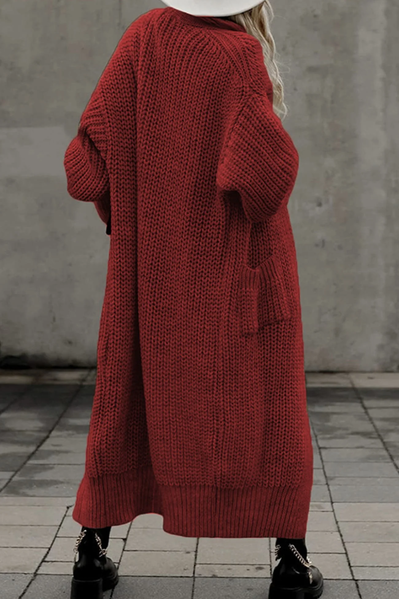 Teresa | Long cardigan with lantern sleeves at the front and pockets - Image 2