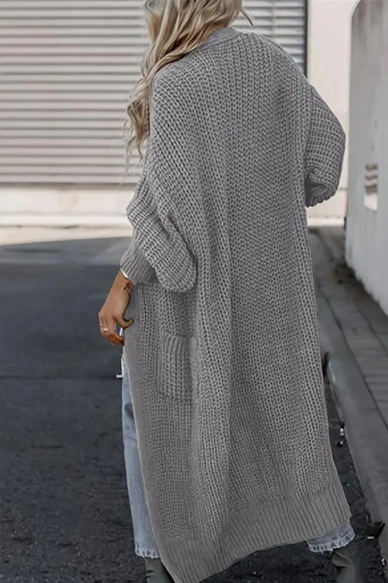 Teresa | Long cardigan with lantern sleeves at the front and pockets - Image 9