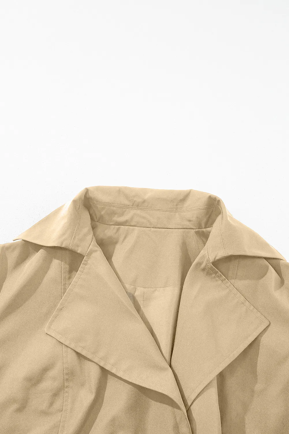 Teresa | Long sleeve trench coat with collar and tie waist and buttons - Image 5