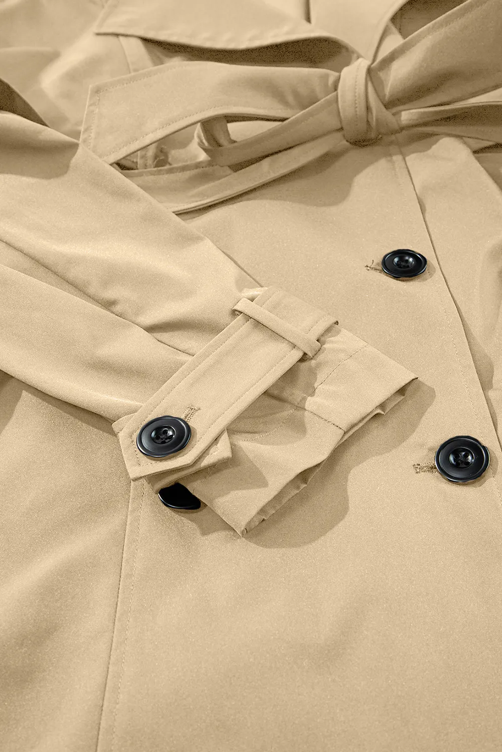 Teresa | Long sleeve trench coat with collar and tie waist and buttons - Image 6