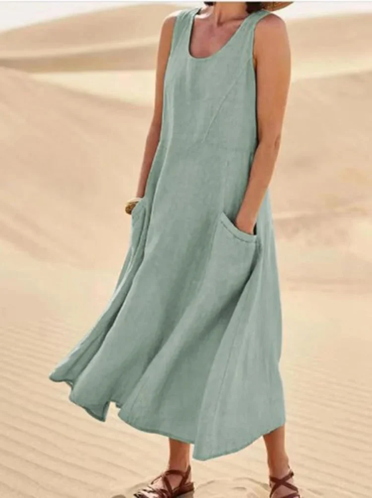 Teresa® | Sleeveless Dress With Pockets Made Of Cotton And For Women - Image 10