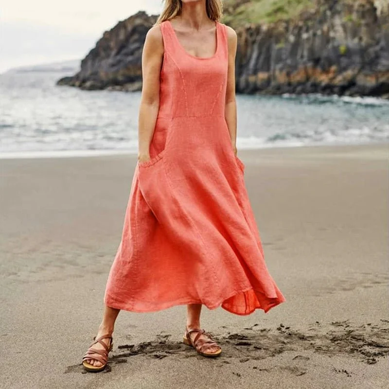 Teresa® | Sleeveless Dress With Pockets Made Of Cotton And For Women - Image 16