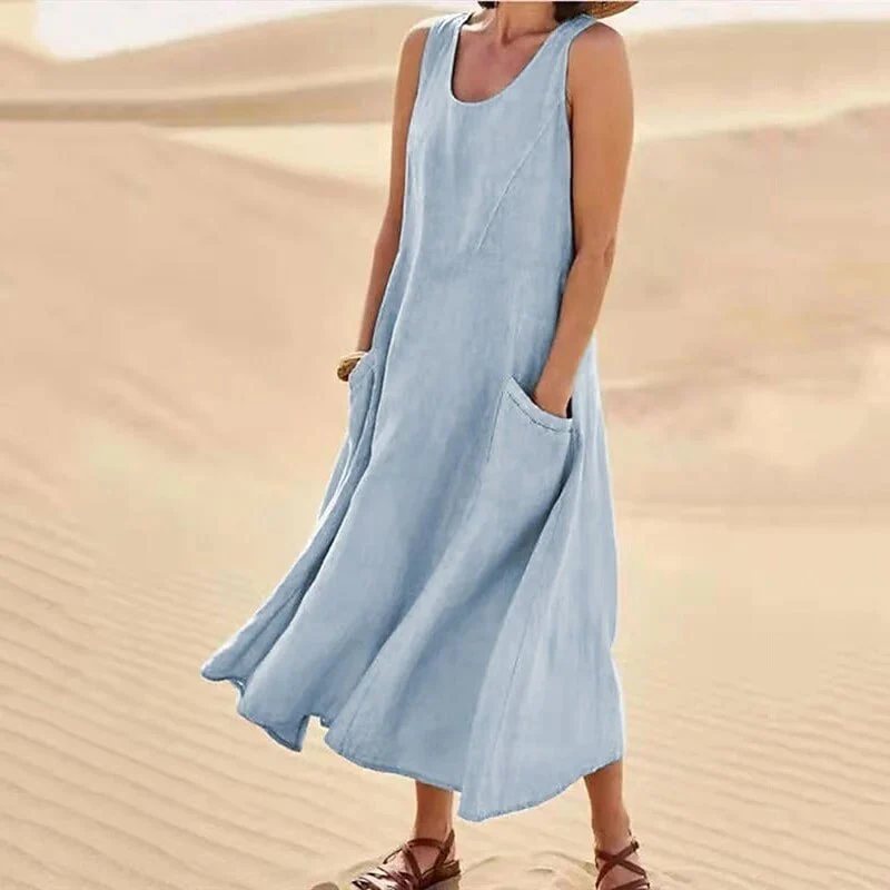 Teresa® | Sleeveless Dress With Pockets Made Of Cotton And For Women - Image 3
