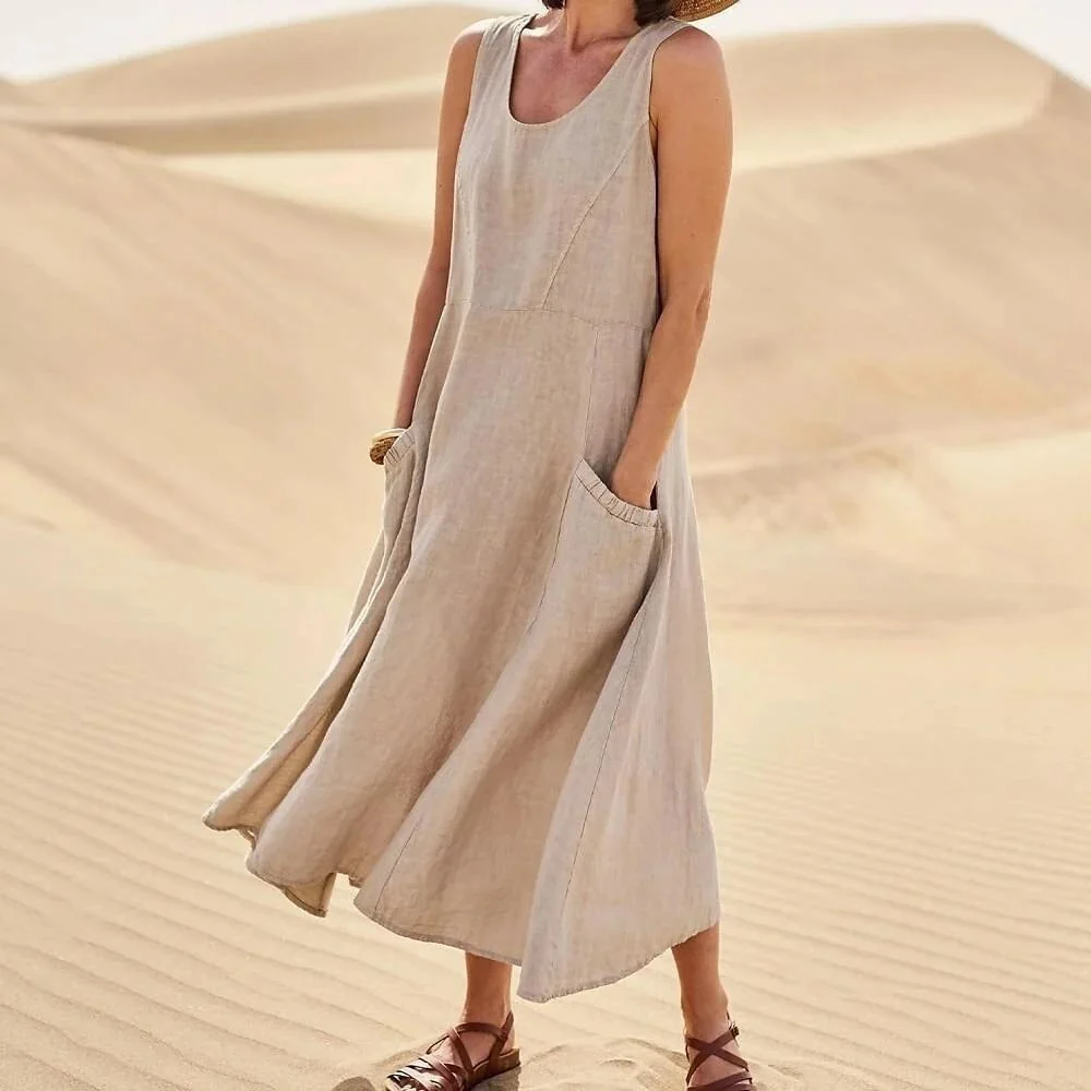 Teresa® | Sleeveless Dress With Pockets Made Of Cotton And For Women - Image 6
