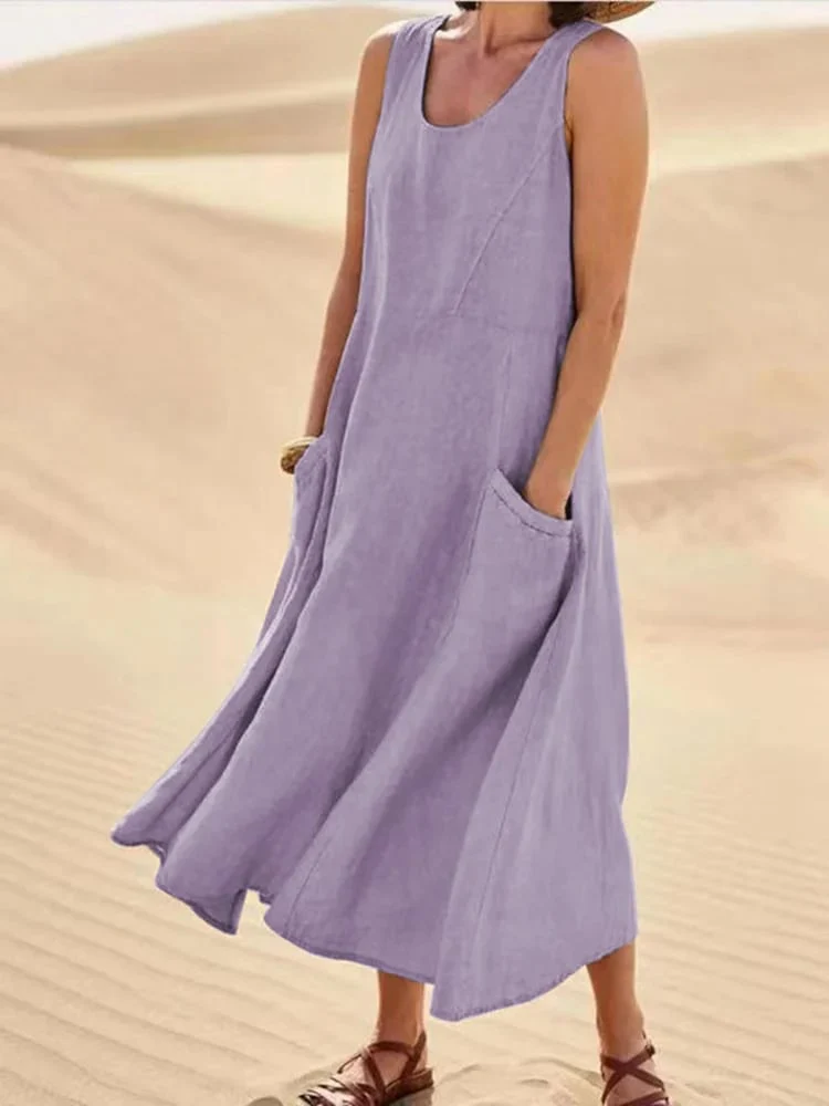 Teresa® | Sleeveless Dress With Pockets Made Of Cotton And For Women - Image 8