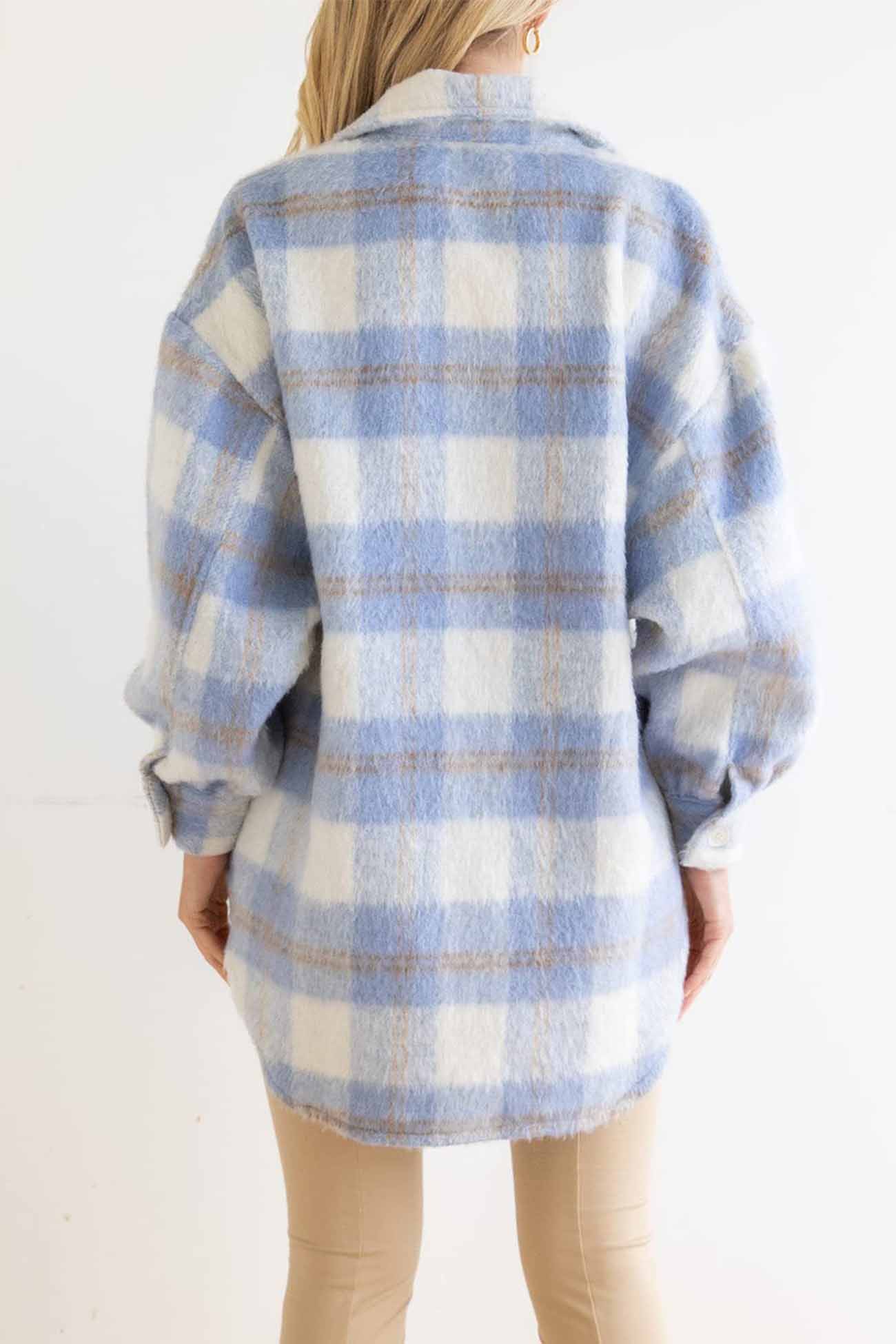 Tereza | Checked mohair coat with buttons - Image 4