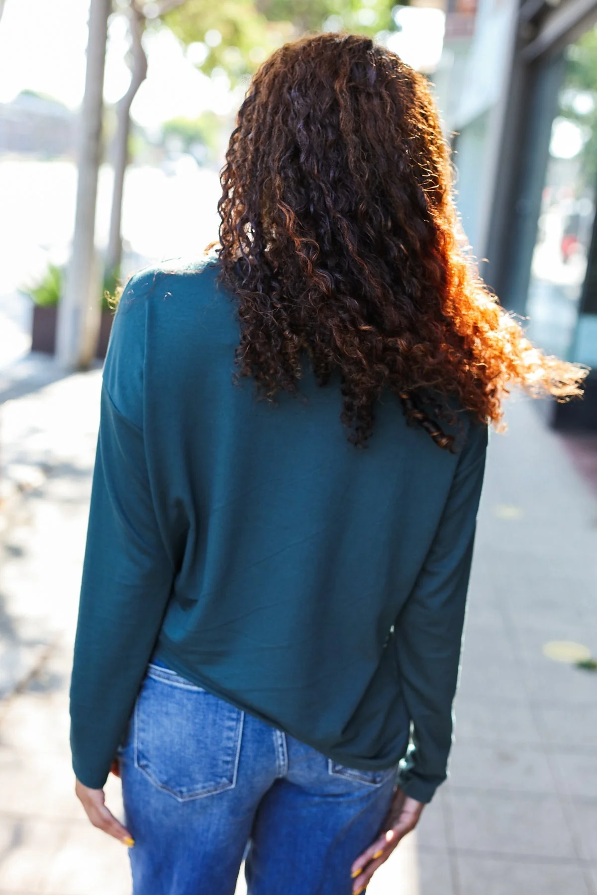 Tereza | Game Day Forest Green Sequin Terry Top with Football Patch - Image 6