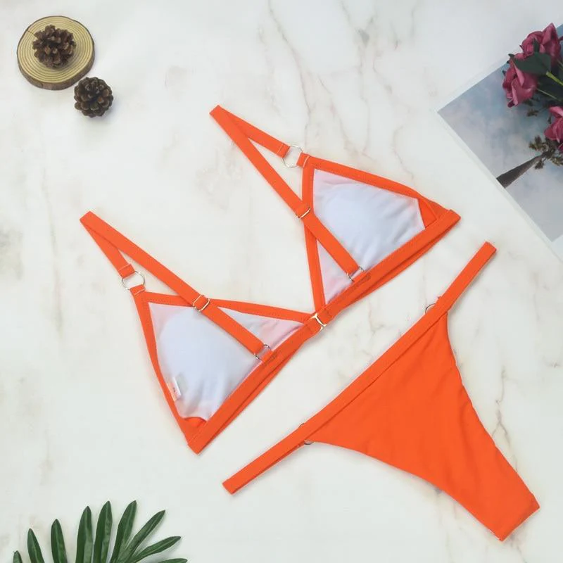 Thelma® | Two-Piece Bikini Swimsuit With Gold Metal Rings And Triangular Cups - Image 10