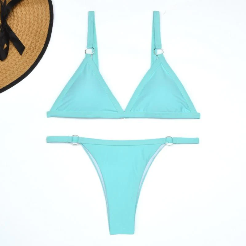 Thelma® | Two-Piece Bikini Swimsuit With Gold Metal Rings And Triangular Cups - Image 11
