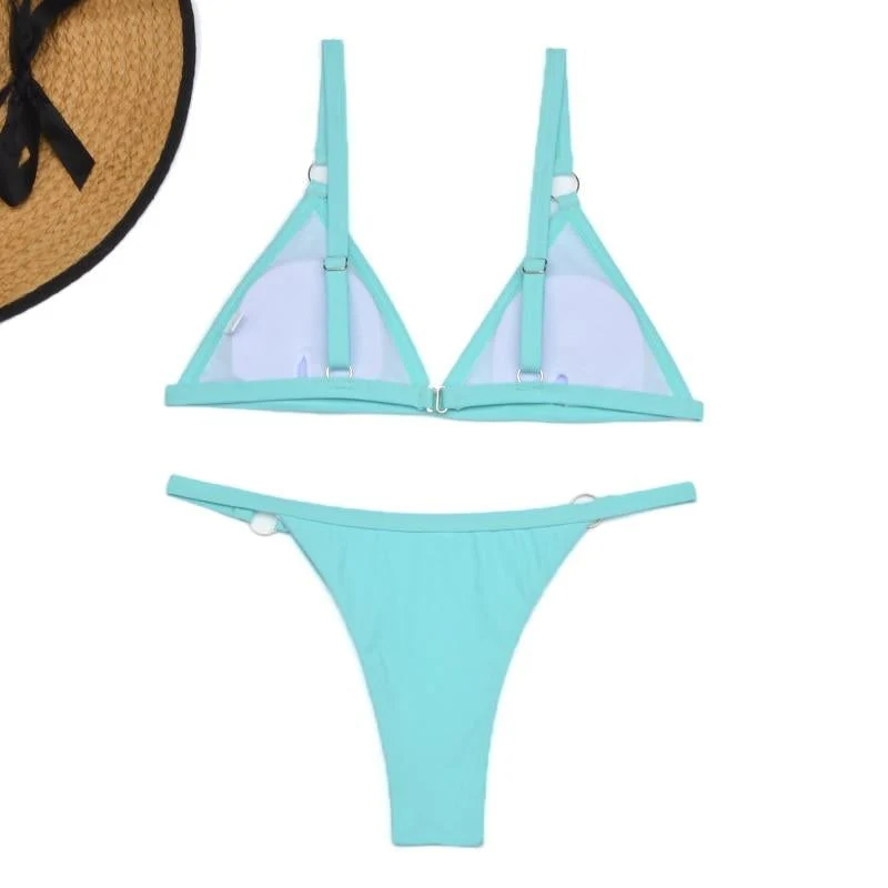 Thelma® | Two-Piece Bikini Swimsuit With Gold Metal Rings And Triangular Cups - Image 12