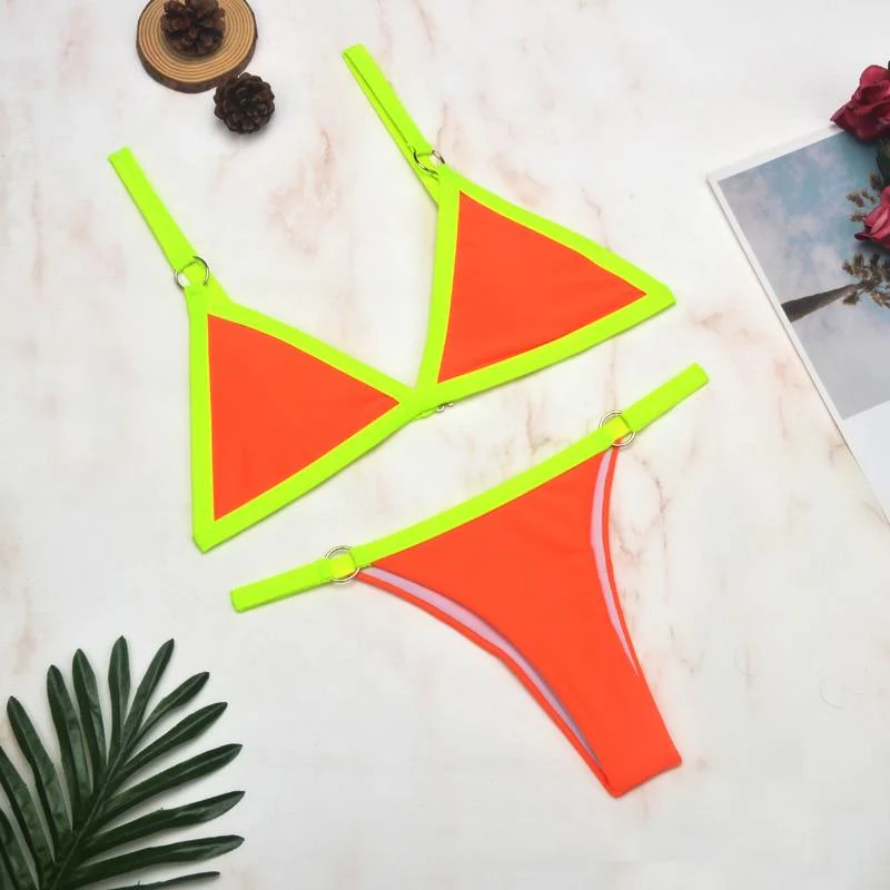 Thelma® | Two-Piece Bikini Swimsuit With Gold Metal Rings And Triangular Cups - Image 13