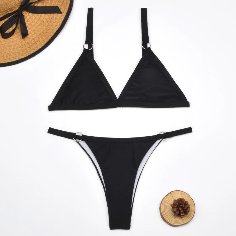 Thelma® | Two-Piece Bikini Swimsuit With Gold Metal Rings And Triangular Cups - Image 3