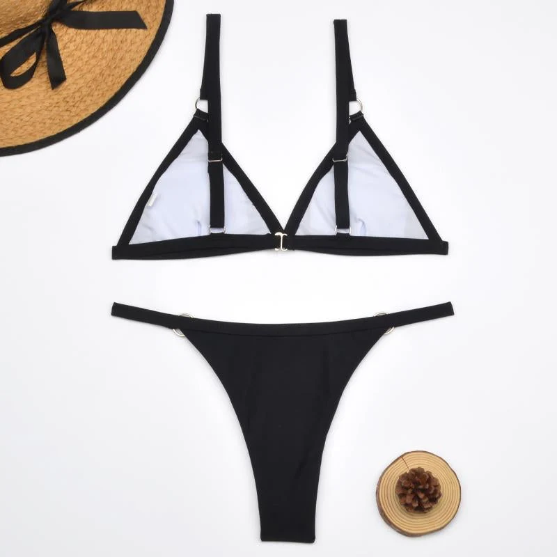 Thelma® | Two-Piece Bikini Swimsuit With Gold Metal Rings And Triangular Cups - Image 4