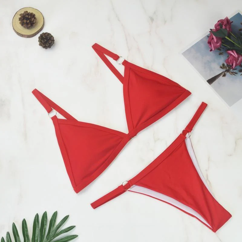 Thelma® | Two-Piece Bikini Swimsuit With Gold Metal Rings And Triangular Cups - Image 7