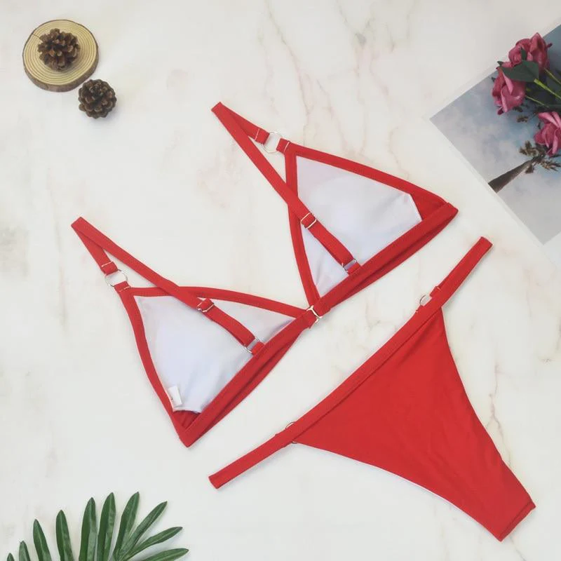 Thelma® | Two-Piece Bikini Swimsuit With Gold Metal Rings And Triangular Cups - Image 8