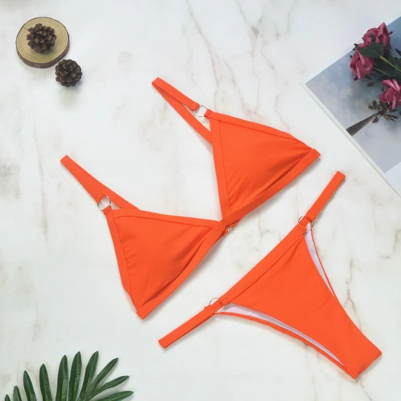 Thelma® | Two-Piece Bikini Swimsuit With Gold Metal Rings And Triangular Cups - Image 9