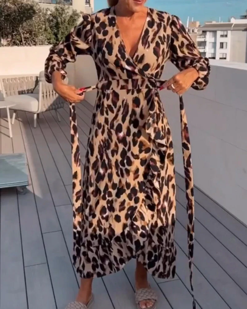 Thelma® | V-Neck Leopard Print Dress - Image 2