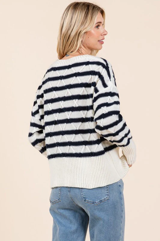 Theresa | Striped argyle knit sweater - Image 11