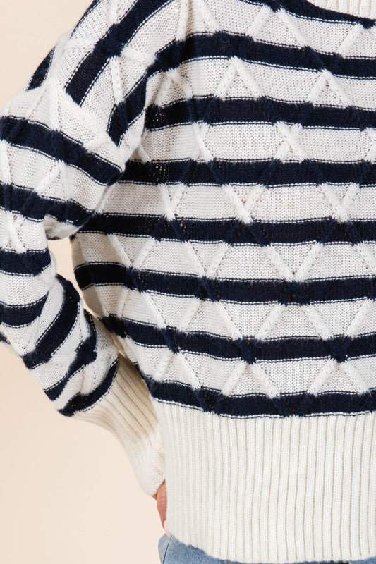 Theresa | Striped argyle knit sweater - Image 12