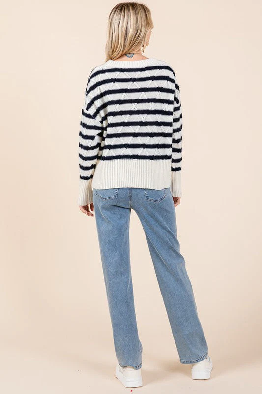 Theresa | Striped argyle knit sweater - Image 14