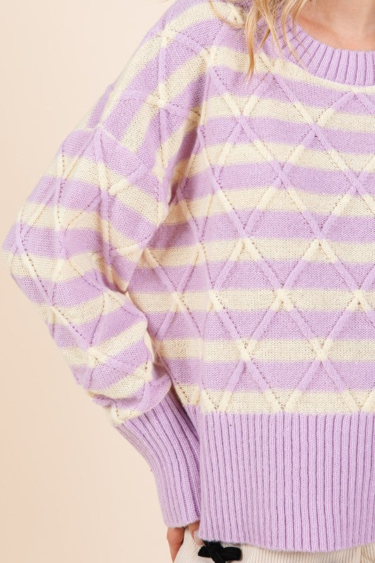 Theresa | Striped argyle knit sweater - Image 4