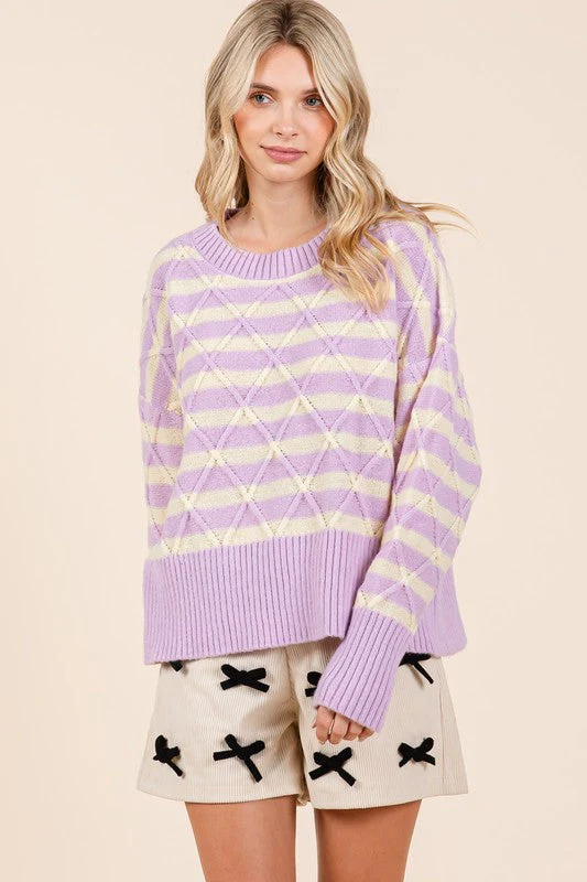 Theresa | Striped argyle knit sweater - Image 7